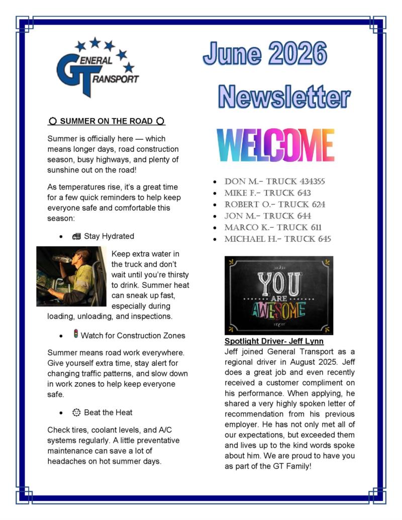General Transport June 2026 Newsletter